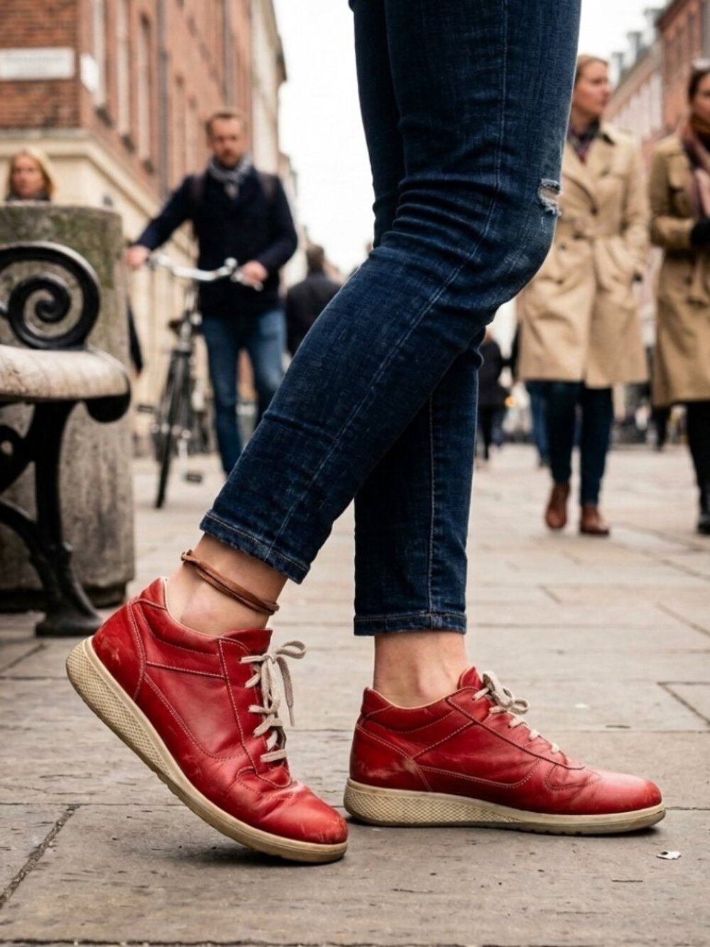 Vintage Red Leather Sneakers by Emmegi